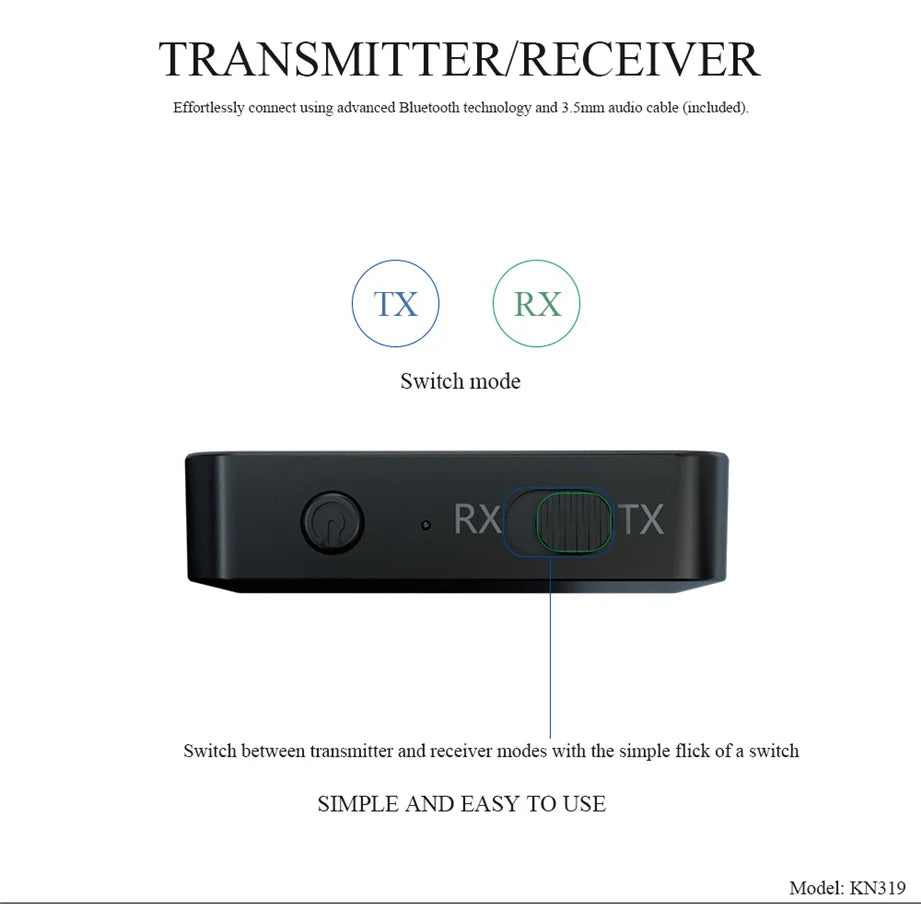 Grwibeou Bluetooth 5.0 4.2 Receiver and Transmitter Audio Music Stereo Wireless Adapter RCA 3.5MM AUX Jack For Speaker TV Car PC