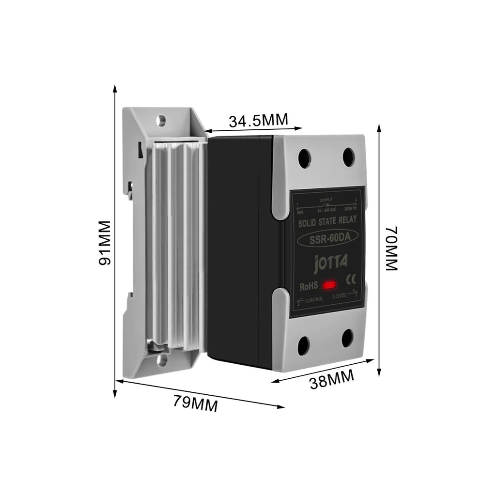 Din Rail Mounted SSR Single Phase Solid State Relay With Heat Sink SSR 10DA 25DA 40DA 60DA 80DA 100DA 120DA