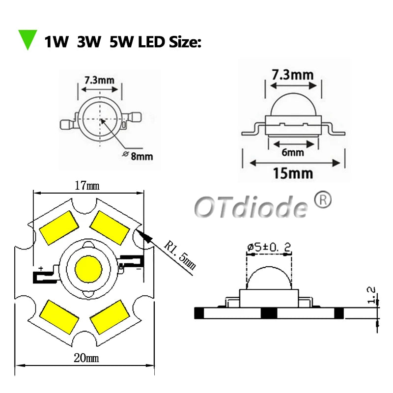 10pcs 1W 3W High Power LED Full Spectrum White Warm white Green Blue Deep Red 660nm Royal blue IR UV With 20mm Black Star PCB