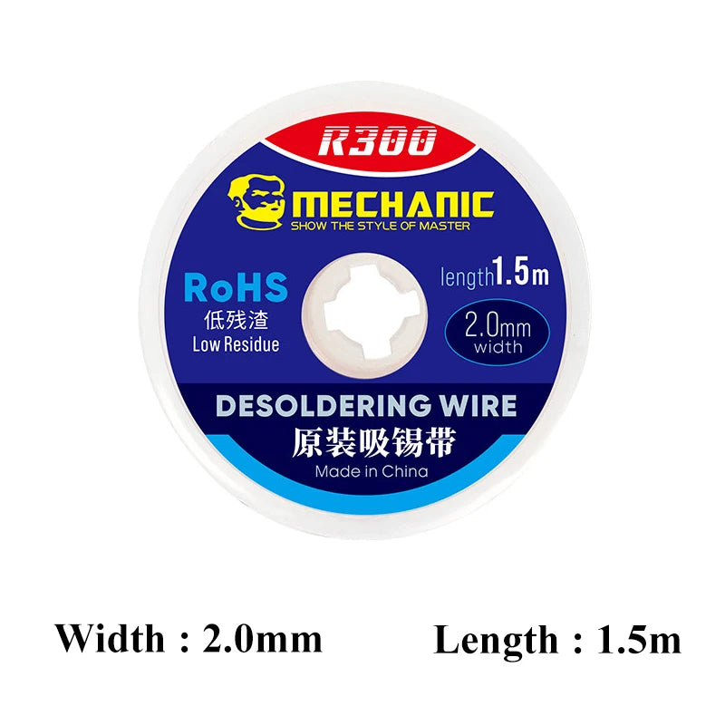 5pcs/lot MECHANIC Desoldering Braid 1.0/1.5/2.0/2.5/3.0/3.5/4.0mm 1.5M Length Welding Solder Remover Wick Wire BGA Repair Tools