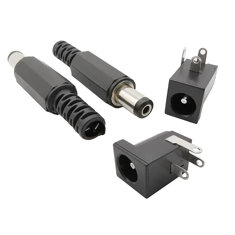 5Pairs 5.5 x 2.1mm DC Power Male Plug + Female Jack Socket Connectors Screw Nut Panel Mount Adapter 5.5*2.1 mm 12V 3A DC022
