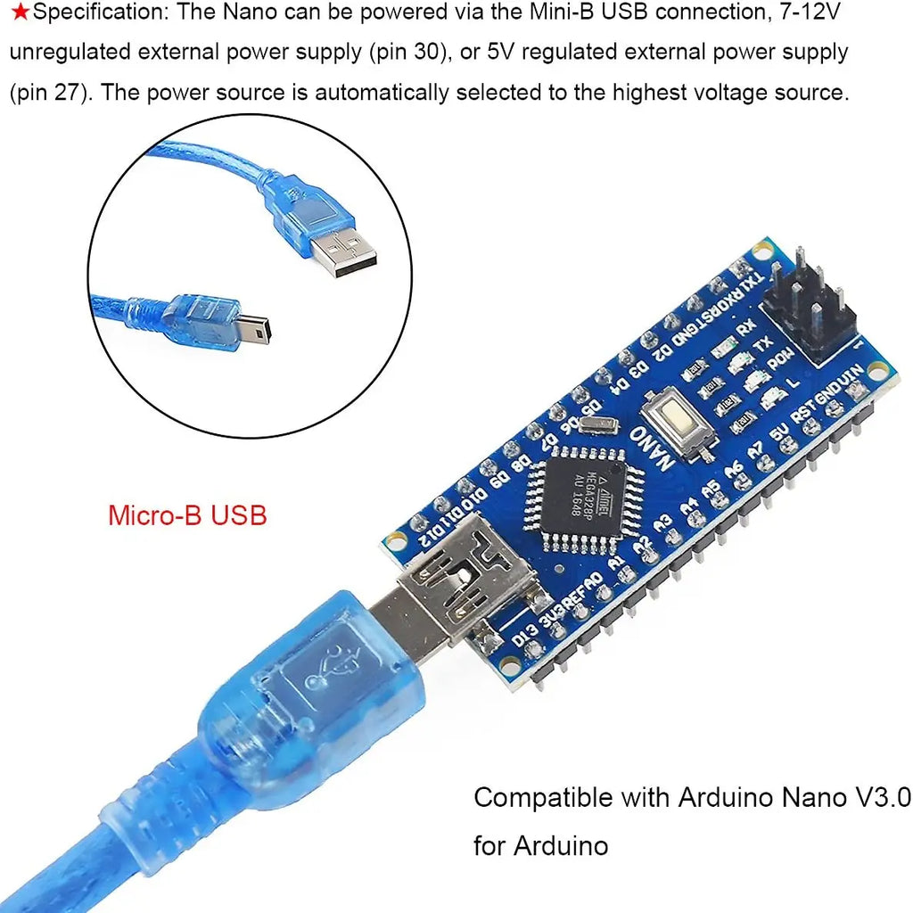 Mini Nano V3.0 ATmega328P Microcontroller Board for Arduino CH340 USB Driver 16Mhz Nano V3.0 ATMEGA328P/168P