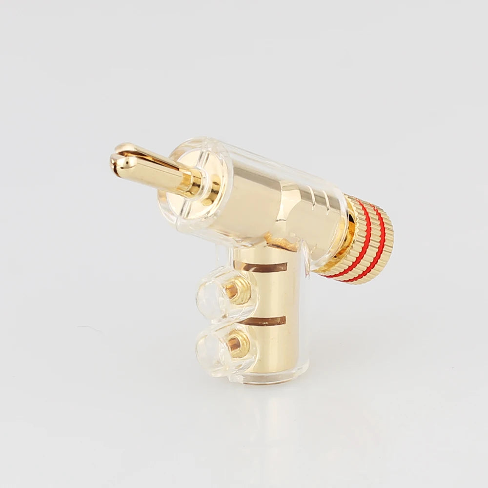 4pcs/set VB202G High Performance 24K Gold Plated Audio Banana Connectors 45Dgree Locking Banana Plug For Hifi Speaker Cable