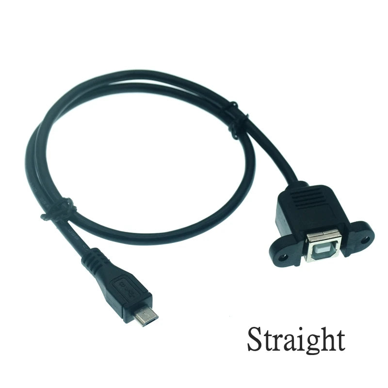 New USB 2.0 B female socket scanner printer panel mounted to USB Mini Micro B 5-pin 90 degree male cable best quality 30cm 50cm