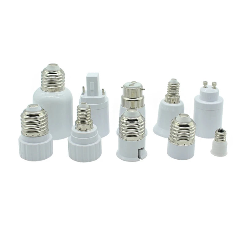 1pc Gu10 E12 E14 E26 E27 G24 GX24Q B22 Fireproof LED CFL Lamp Holder Converter Light Socket Bulb Base Spliter Extension Adapter
