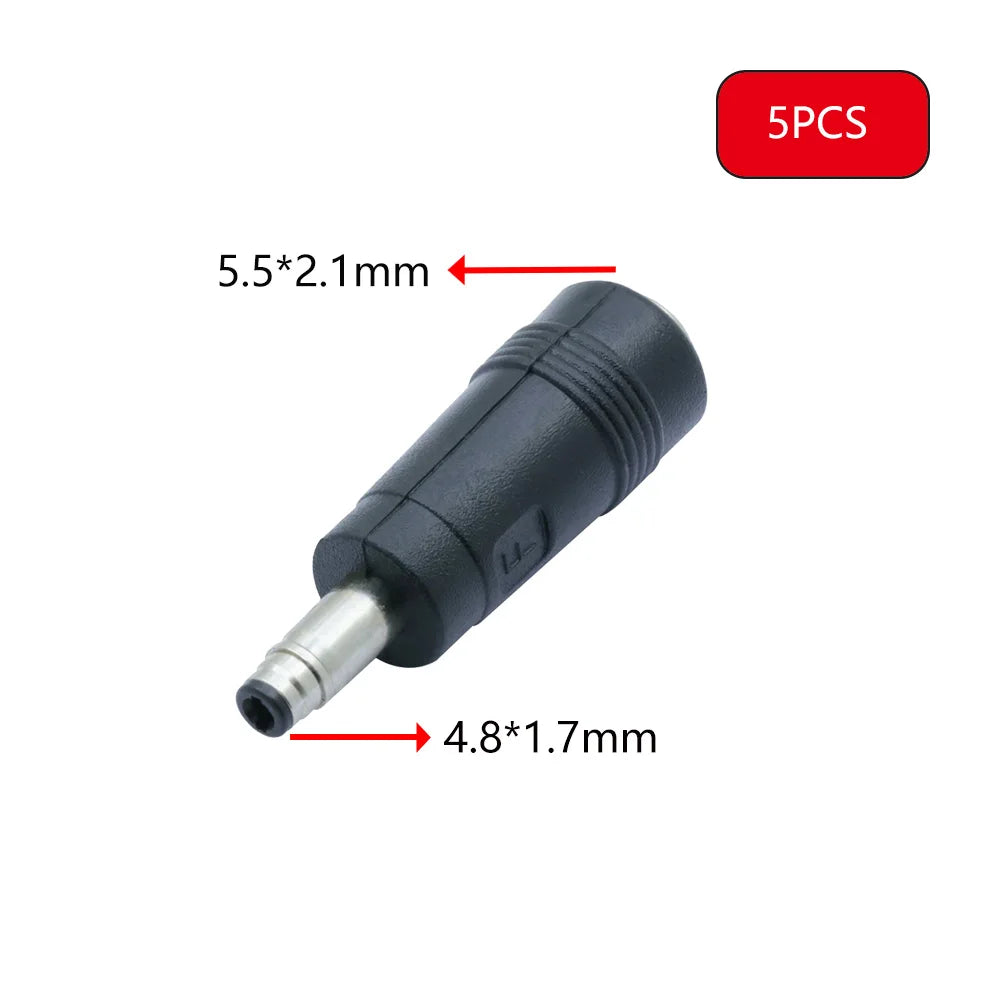 5PCS DC 7909 Power Plug Portable Laptop Travel Charger Adapter DC 5.5x2.1mm Female Jack to 7.9*0.9mm DC Power Plug Converter