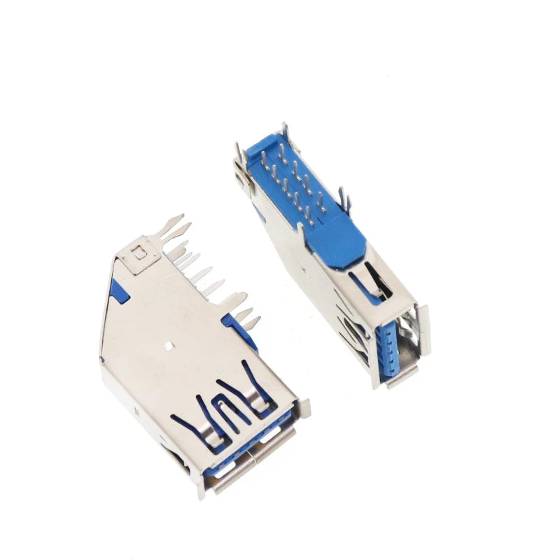 5Pcs USB Connectors 3.0 A Type Female AF Type 90 Degree Side Insertion 180 Degree High Speed Interface MICRO Connector