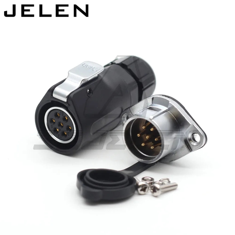 XHE20,  IP67 2/3/4/5/6/7/8/9/10/12 pin Waterproof connector, M20 Panel mount power cable connector male(socket) and female(plug)