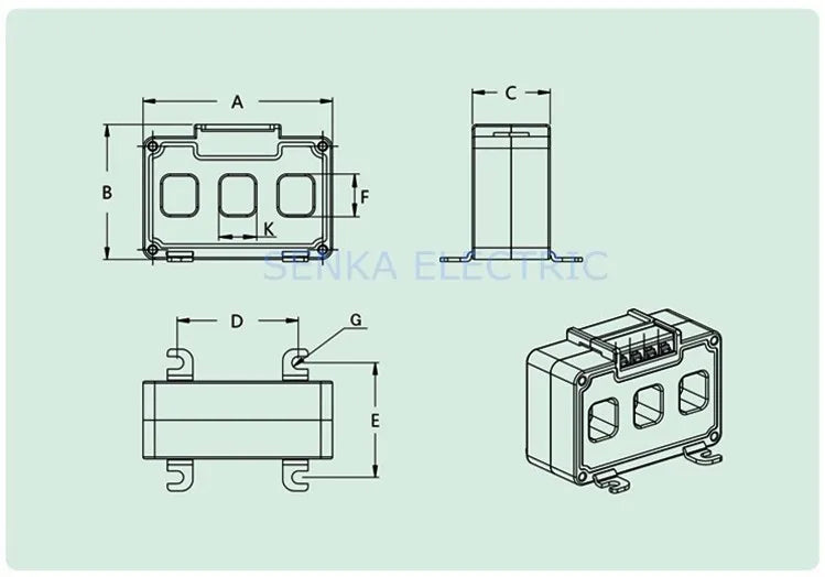 QQQThree-Phase Current Transformer Combined 100A,250a,400a,630a /100mA 3 Phase Integrated Low-Voltage CT for Instrument Meter