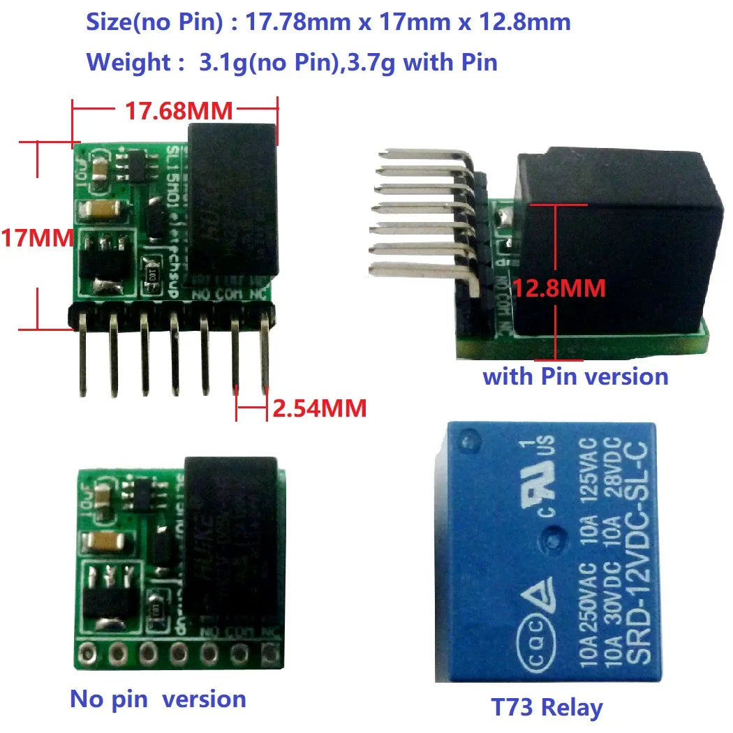 DC 12V 2A Mini 1ch Bistable Self-locking Relay Module Flip-Flop Latch Switch Board for LED Motor Solenoid Valve