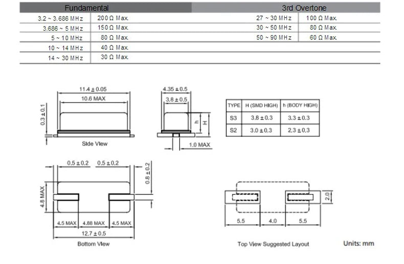 10PCS 8Mhz 11Mhz 12Mhz 13Mhz 16Mhz 22Mhz 24Mhz 25Mhz  Quartz Crystal Resonator Passive Oscillator HC49S SMD