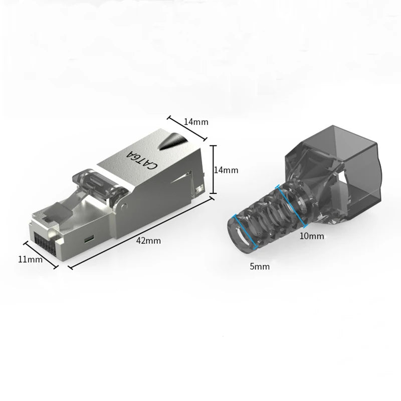 CAT7 RJ45 Connector 50U No Crimping Tools Required Network Cable Cat6A Cat5e Reuse Module Shielded FTP 8P8C Crimp