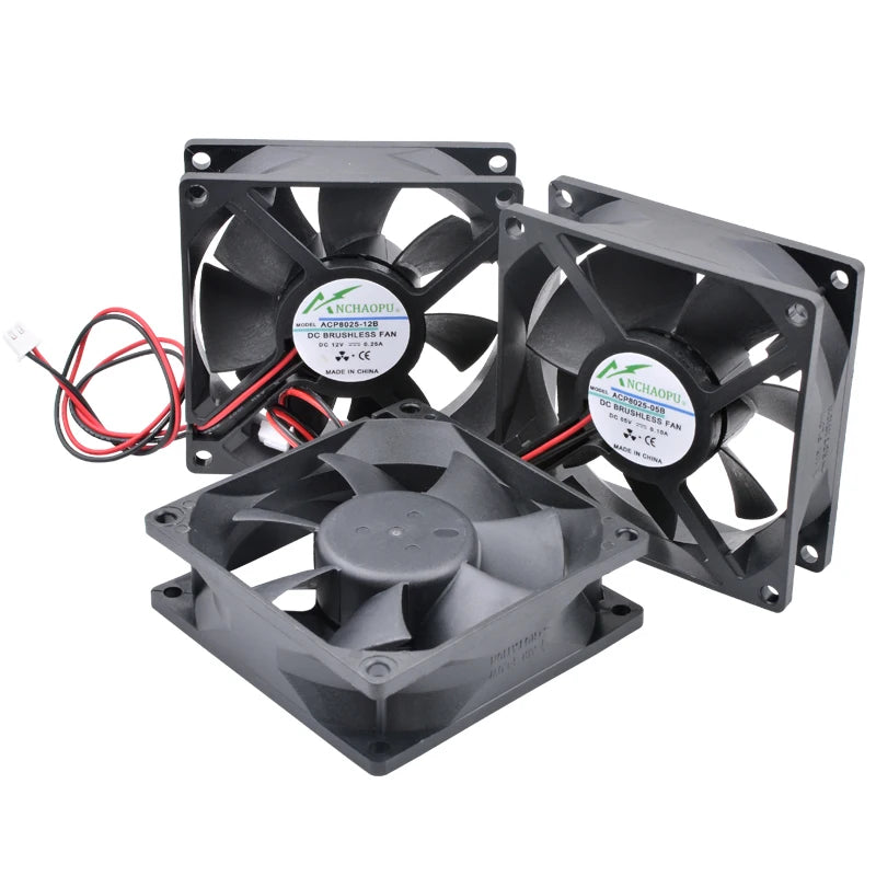 ACP8025 8cm 80mm Fan 80x80x25mm DC5V 12V 24V 2pin Cooling Fan Suitable for Chassis Power Inverter