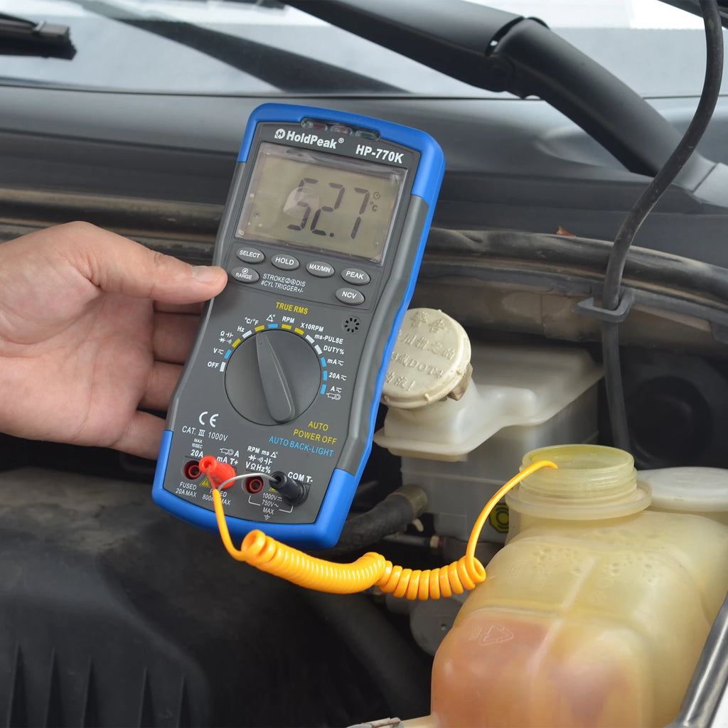 770K Automotive AC/DC Dwell Multimeter With Temperature Resistance Handsel RPM Indudctive Pick-up or AC/DC Current Clamp Adapter