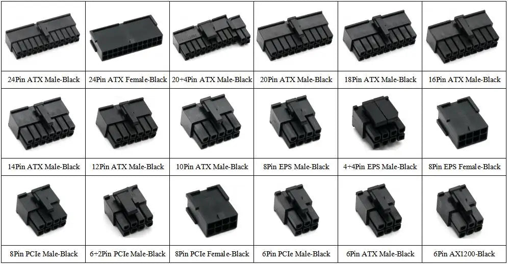 Angitu 10pcs/lot Black/Red/Clear Crimp Molex/IDE Crimped 4pin Power Connector Housing With End Cap 180 Degree and 90 Degree