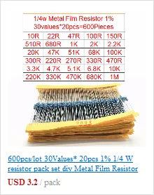 50pcs/lot 3296W Series 500R 1K 2K 5K 10K 20K 50K 100K 200K 1M Multi-turn Potentiometer 10K Variable Resistors with Box Set