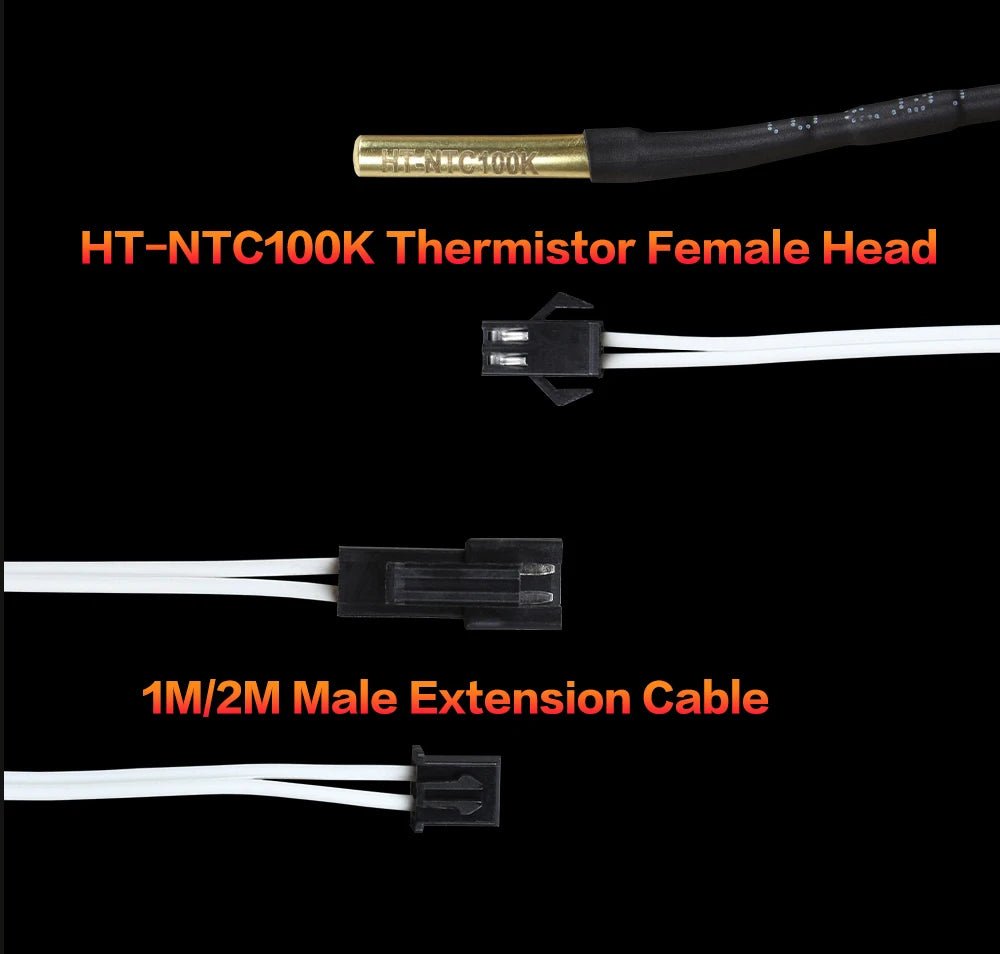 3DSWAY 3D Printer Parts HT-NTC 100K ohm B3950 Thermistor Cartridge Sensor with SM Plug High Temperature for E3D V6 PT100 Hotend