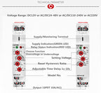 GEYA GRV8-02 Voltage Monitor Device Over-voltage and Under-voltage Protection Relay DC 12V 24V 48V 110V 220V 240V