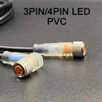 Cloweit M8 3 4 Pins PVC LED IP67 Sensor Cable Connector Type A Socket Plug 2m Waterproof Male&Female Straight Angle Flange