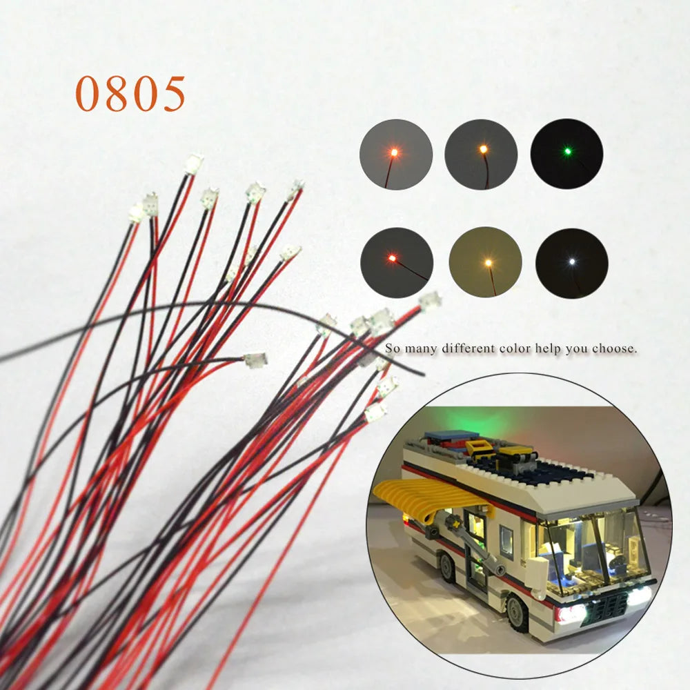 20pcs 12V 0805 1206 0603 Micro SMD Led Lamp Model Train DIY Model Making HO N OO Scale Pre-Soldered Micro Litz Wired Chip