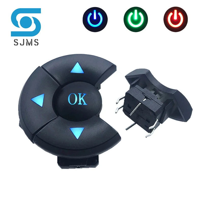 1set A14 cap 5 way direction Combination switch with Arrow OK button 12*12*7.3mm DIP with light Micro Tactile Button switch