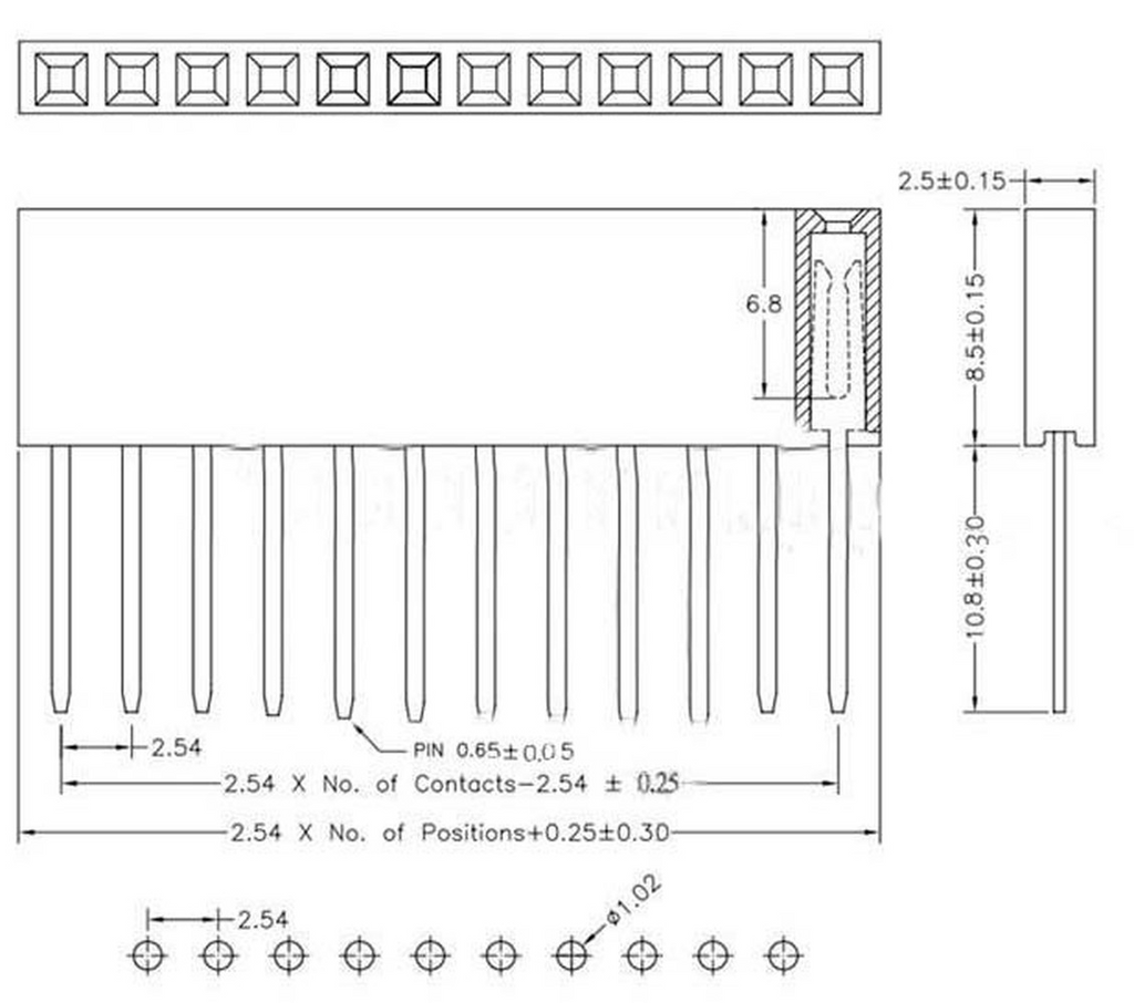 10pcs 2.54mm Pitch PC104 4P 6P 8P 10P 4 6 8 10 Pin Long Single Row Straight Female Header Socket Connector For Arduino