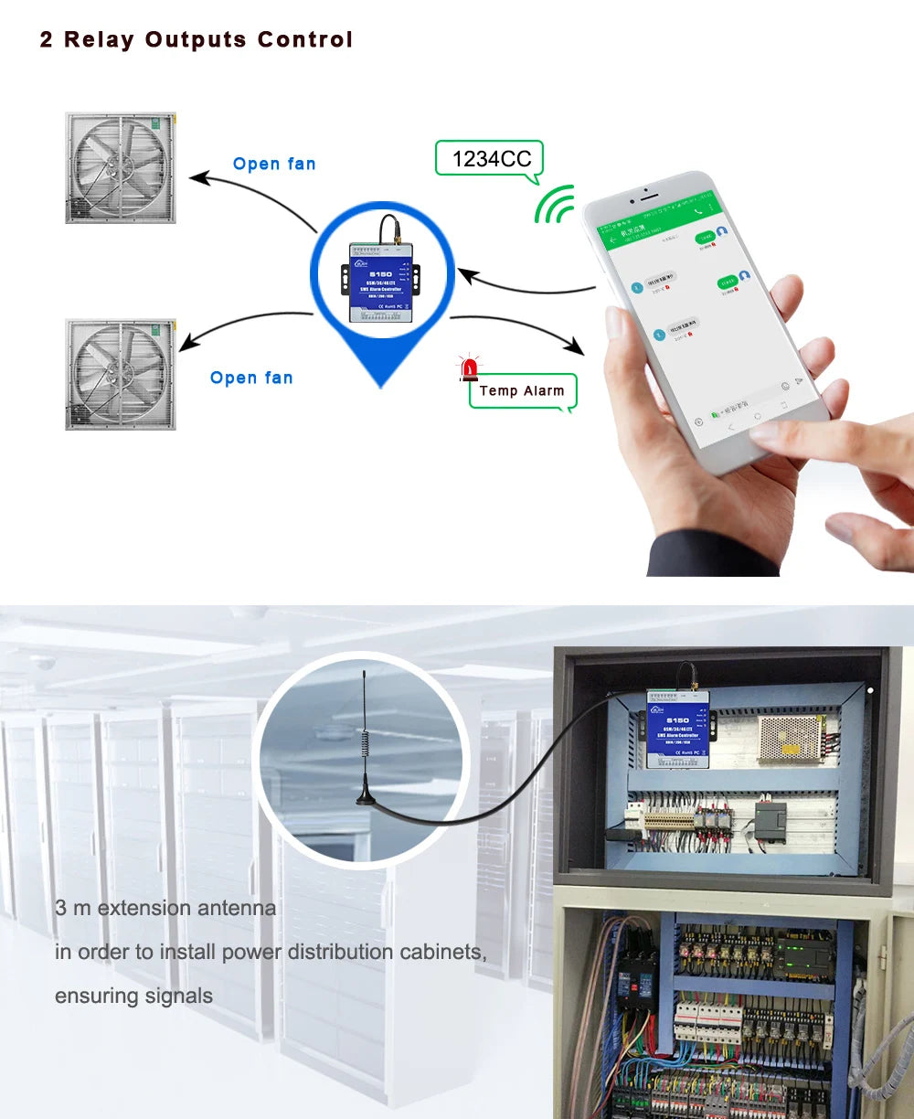 GSM 3G 4G Cellular RTU SMS Alarm Controller S150 8DIN 2Relay Switch Industrial IoT Monitoring System In-Built Watchdog