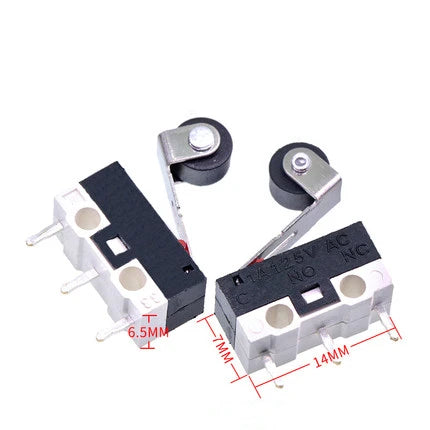 10 PCS Small Limit Microswitch Car Switch with Scroll Wheel Microswitch Curved Foot Arc Handle Microswitch Mouse Switch