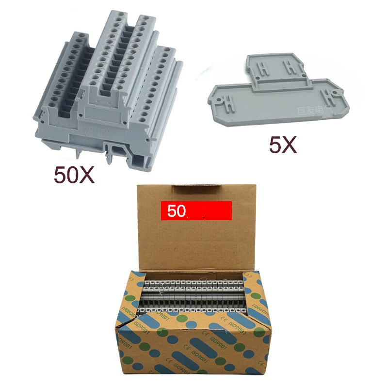 MBKKB2.5 MBKKB-2.5 Double Layer Screw Clamp DIN Rail Terminal Blocks Kit Set 500V 24A
