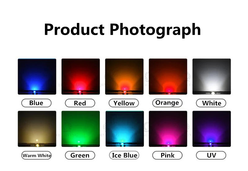 50pcs 3V 5V 12V 24V DC 3mm 5mm Water Clear LED Diodes Red/Green/Blue/Yellow/UV/Orange/Pink/Warm/White/RGB Pre-Wired 20cm Cable