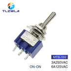 100PCS Toggle Switch SPDT DPDT Rocker Switch MTS 5A 6A 125V Self-Reset Switch 3A 250 AC 3 6PIN ON-ON ON-OFF-ON Starting Switch