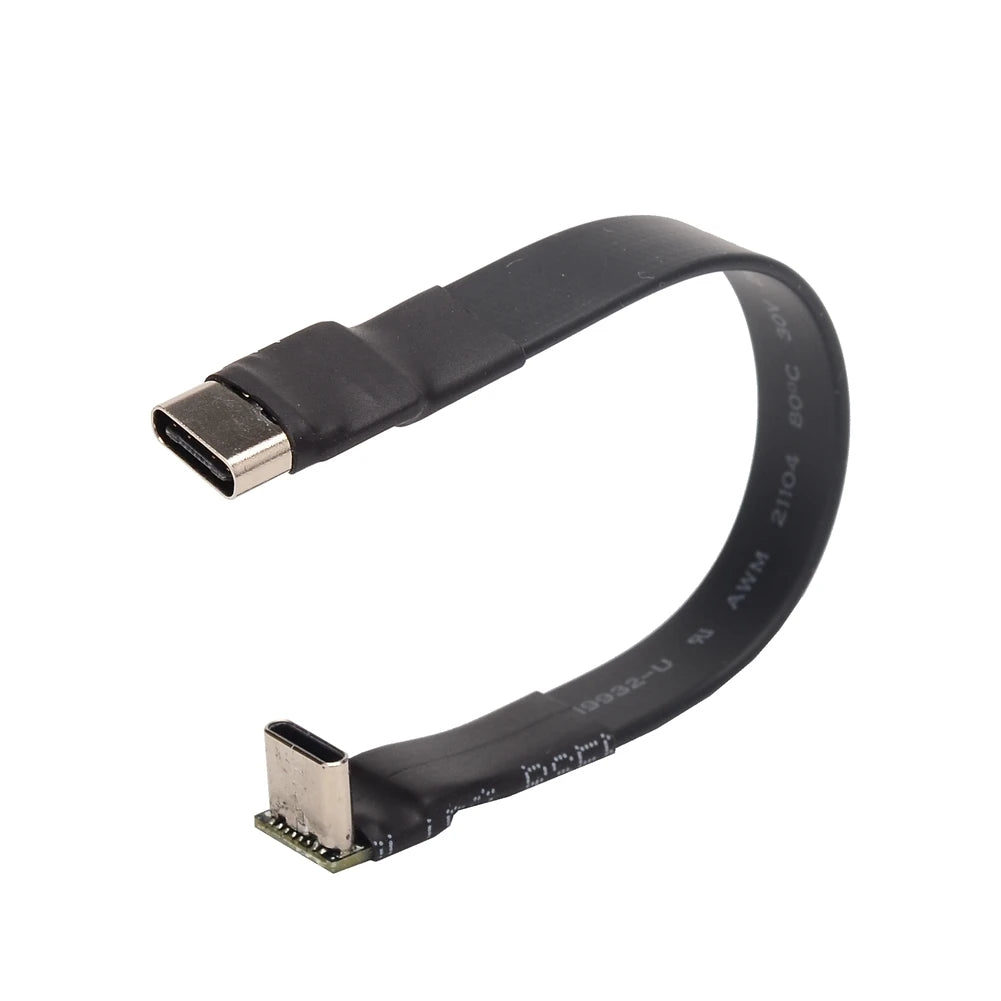 USB 2.0 Type C Ribbon Flat Cable Shielded Extension FPC Cable USB 2.0 USB-C 90 Degree Up/Down Angled Connectors 5CM-3M For TV PC