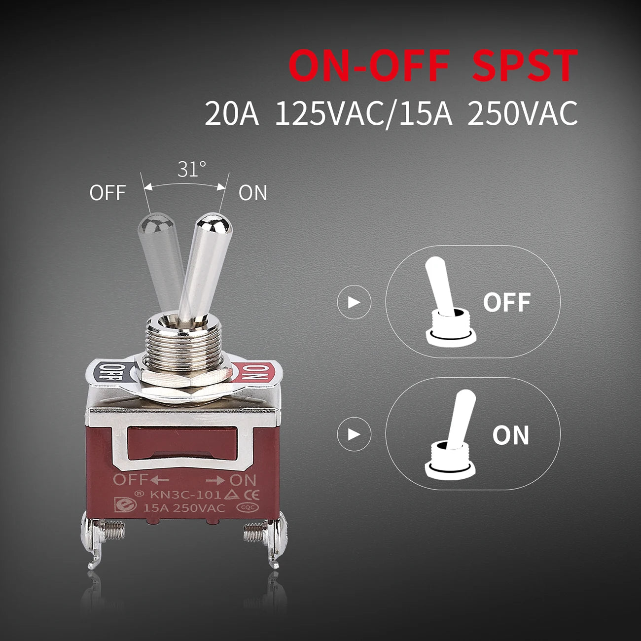 1PC 12V DC 30A 2 Pin SPST Toggle Switch Latching/Momentary On Off for Auto Car Marine Boat - Automotive Electrical Accessory