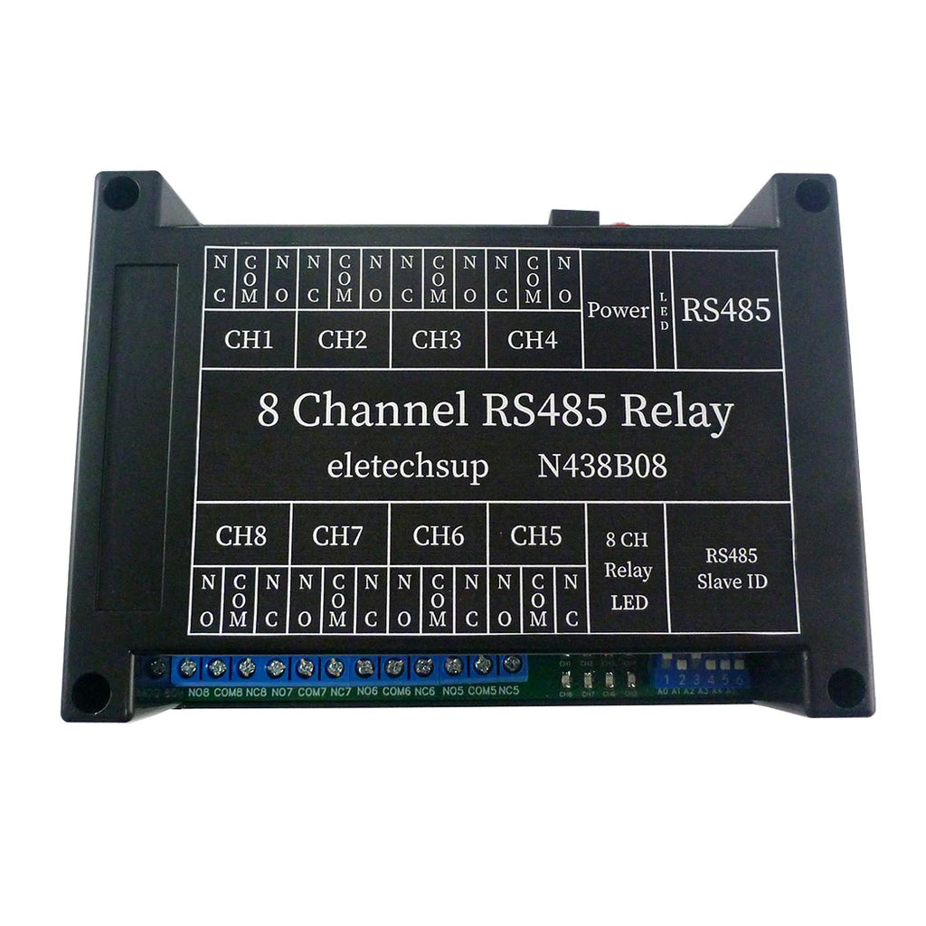 DC 12V 8Ch RS485 Bus Modbus RTU Relay Module with TVS Protected