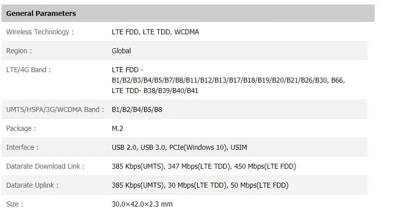 Huasj Fibocom L850-GL 4G LTE Cat9 M.2 Cellular WWAN Module  Intel XMM 7360 LTE modem For  роутерах Keenetic