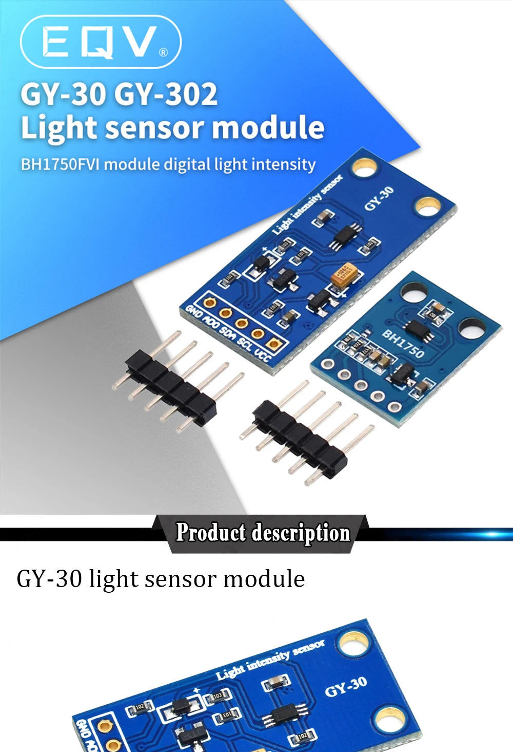 GY-302 GY-30 BH1750 BH1750FVI The digital optical intensity illumination sensor BH1750FVI of module for arduino 3V-5V