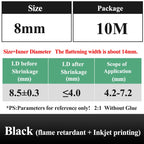 10 METER/LOT BLACK 1/2/3/4/5/6/8/10/10/12/14/16/18/20mm Heat Shrink Tubing Flame Retardant Tube Kit Insulation Tubing Wire Cable