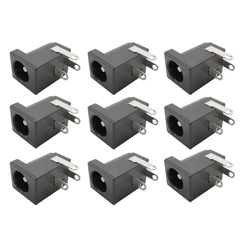 100Pcs DC005 5.5x2.1mm DC Power Supply Jack Socket Female Mount Connector DC-005 2.1mm X 5.5mm Black Barrel-Type PCB Holder
