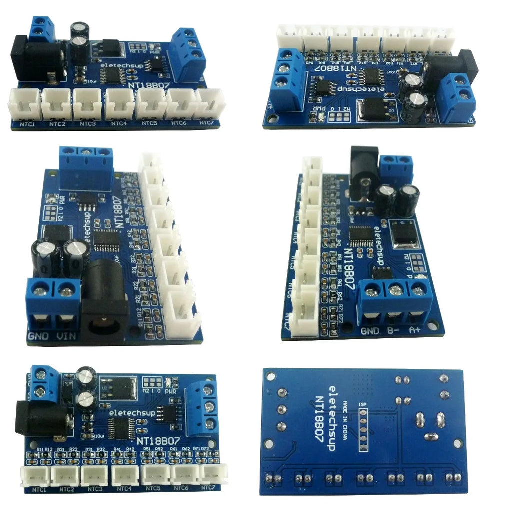 7CH DC 12V RS485 NTC Thermistor Temperature Sensor Modbus Rtu Remote Acquisition Monitor Module B3950 10K 1%