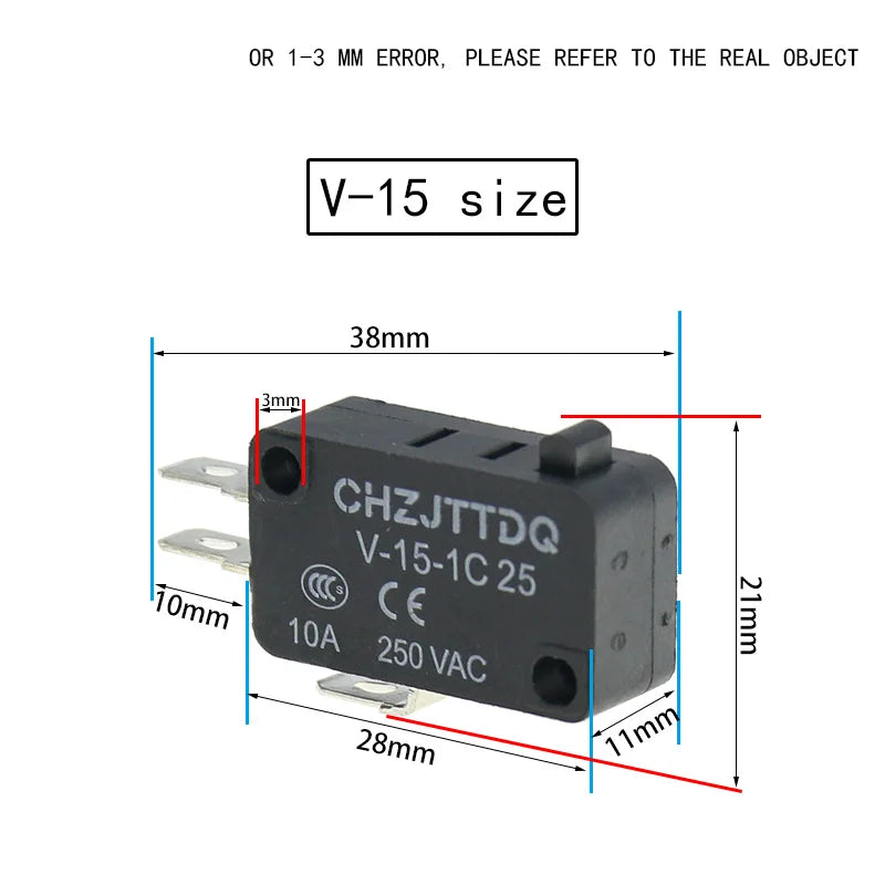 1PCS Micro Limit Switch CHZJTTDQ V-15.V-151.V-152.V-153.V-154.V-155.V-156.-1C 25 Travel Switch Limit Switch Silver Contact