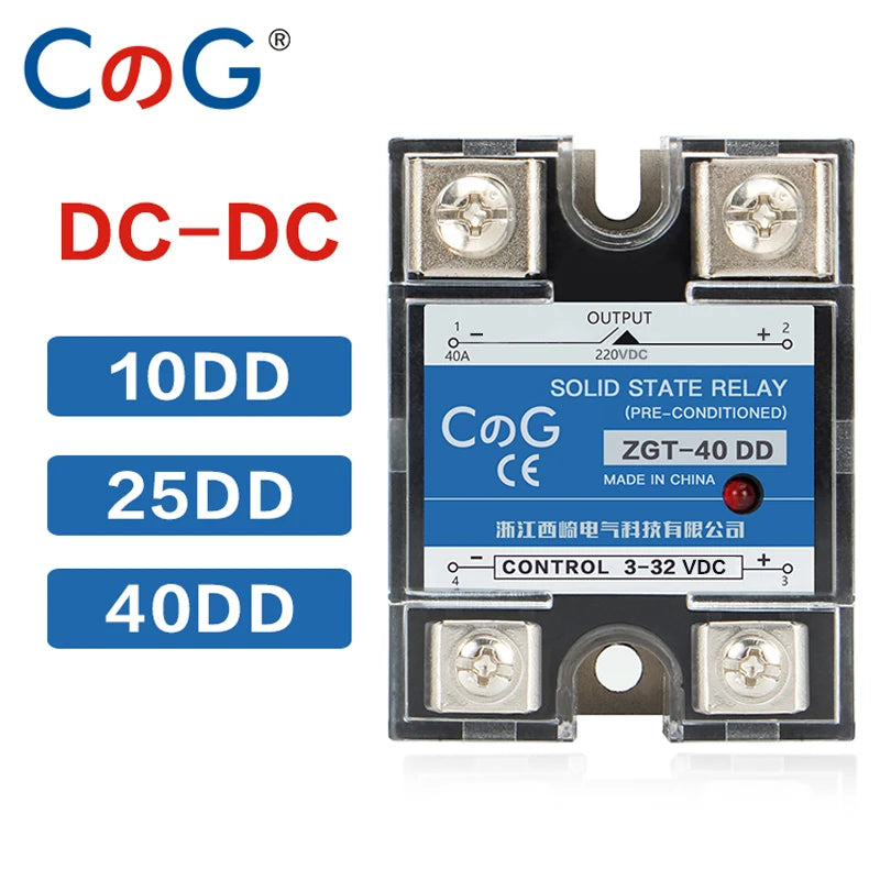 CG SSR-10DD 25DD 40DD 150A 200A SSR Single Phase DC Control DC Heat Sink 3-32VDC To 220VDC 600V 10A 25A 40A DD Solid State Relay