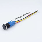Black Push Button Switch with Wire Led Light 16/19/22mm Waterproof Illuminated  Metal Latching Momentary 5V 12V 220V Red Blue