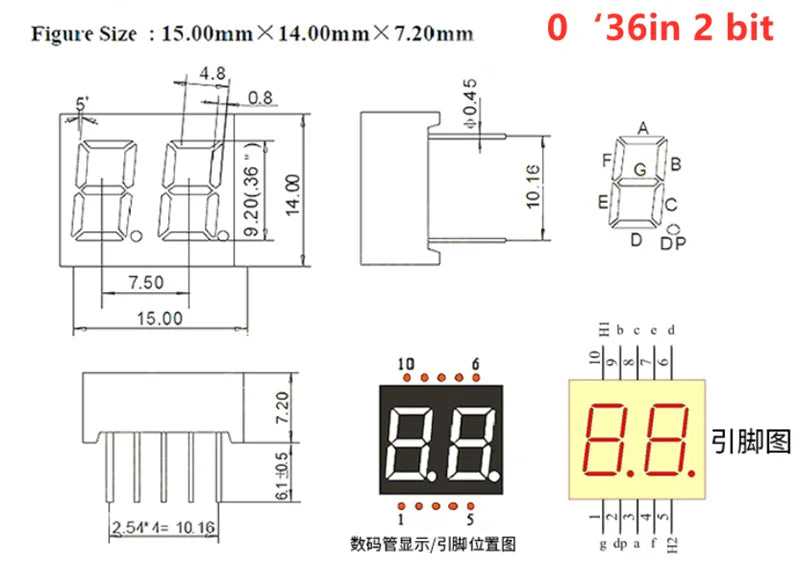 5Pcs 0.28 Inch Digital Tube LED Display 1Bit 2Bit 3Bit 4Bit Display Common Anode / Cathode 0.28"/0.36"/0.4"/0.56" 7 Segment Red