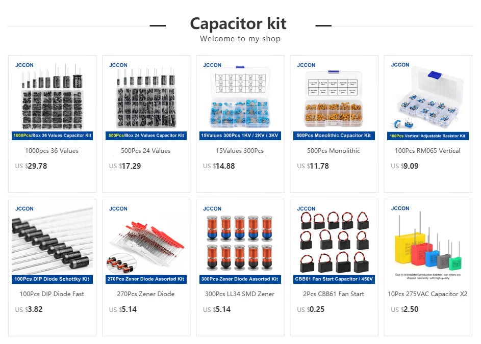 20Pcs Correction Capacitor Polypropylene Safety Plastic Film Capacitor 100V-630V 1nF ~ 470nF 102J 103J 104J 394J 475J 223J