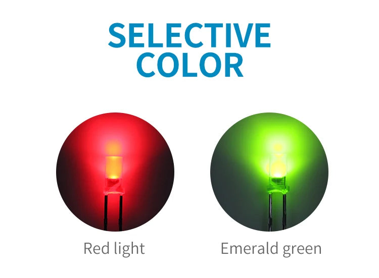 1000PCS 3mm High Flat Top Color Long Feet Red Green Blue Yellow Direct Plug Light-emitting Diode DIP LED