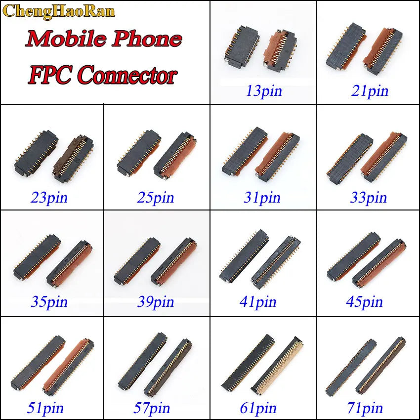 FPC Connector Socket LCD Display Screen Connector Port on Mainboard 13pin 23pin 25pin 31pin 41pin 45pin 51pin Repair Replacement