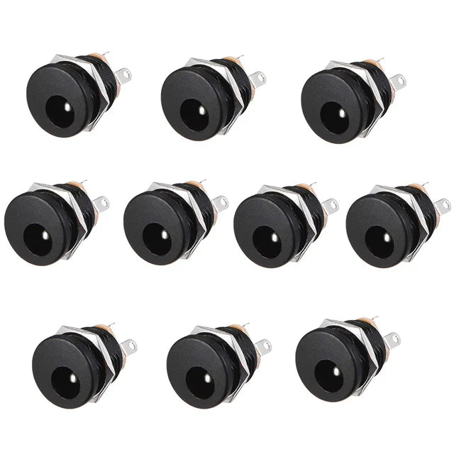 10PCS DC Power Connector pin 2.5x5.5mm Female Plug Jack + Male Plug Jack Socket Adapter PCB Mount DIY Adapter Connector 5.5x2.5
