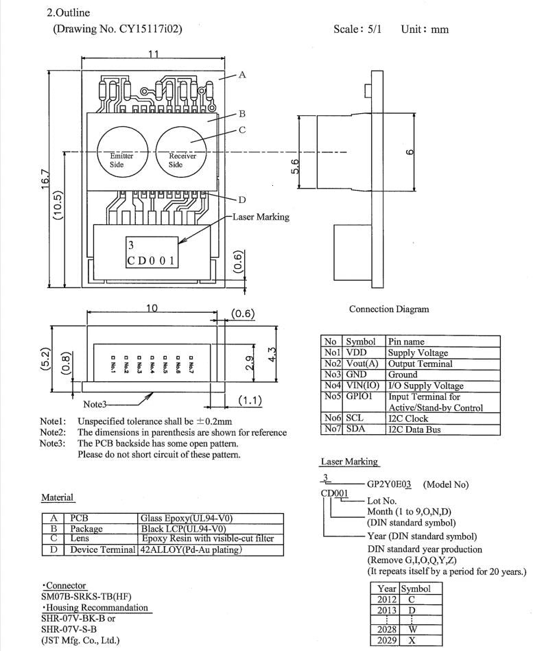 GP2Y0A41SK0F GP2Y0A51SK0F GP2Y0E03 IR Infrared Ranging Sensor Module 4-30cm 2-15cm 4-50cm Distance IR Sensor GP2Y0A41SK