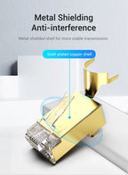 Vention RJ45 Connector Cat8 8P8C Modular Ethernet Cable Cat 8 FTP Head Plug Gold Plated 40Gbps Crimp Network Connerctor Cat8