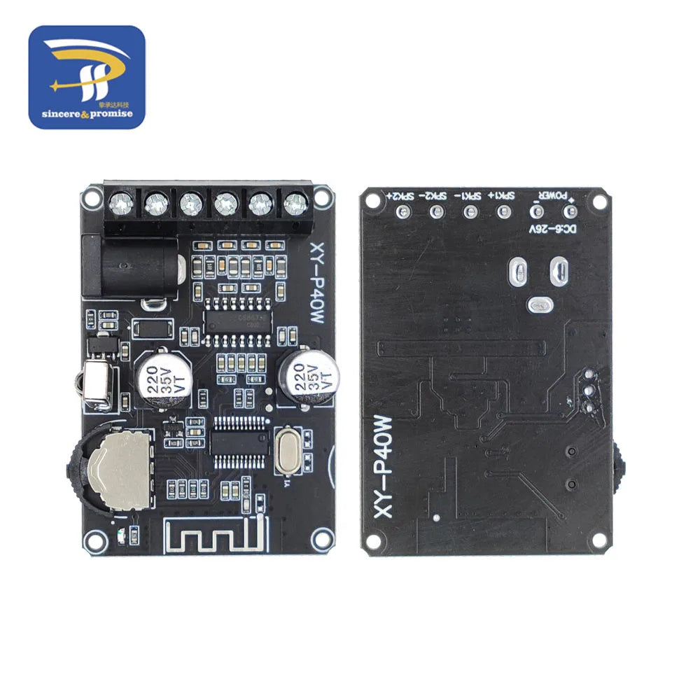 30W 40W Stereo Bluetooth Receiver Power Amplifier Dual-Channel Board 12V 24V High Power Digital Module for DIY XY-P40W